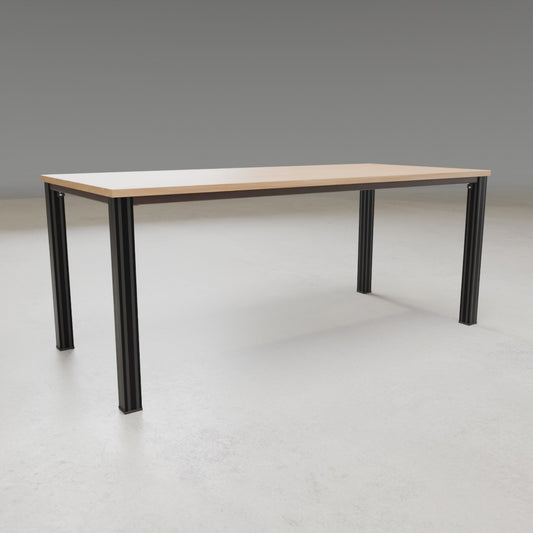 Dining Table 3D build animation: aluminum extrusion legs, 3D printed leg bases, frame joints, wood strips and table top assembling
